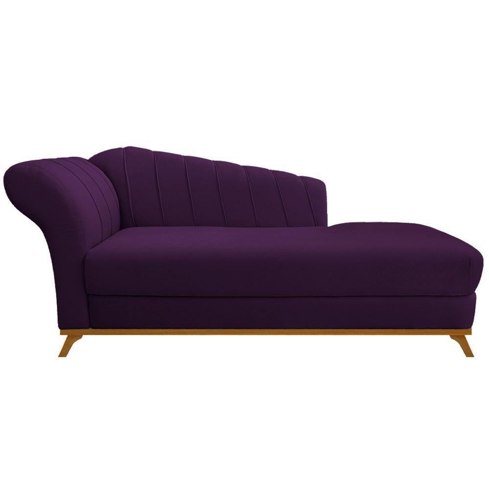 Kit Diva Recamier Vanessa 140Cm Lado Direito E 02 Poltronas Laura Suede Cor Roxo - 7