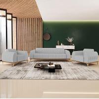 Kit Sofá 3 Lugares 180Cm Com 2 Poltronas Molino Cinza D-315 - 2