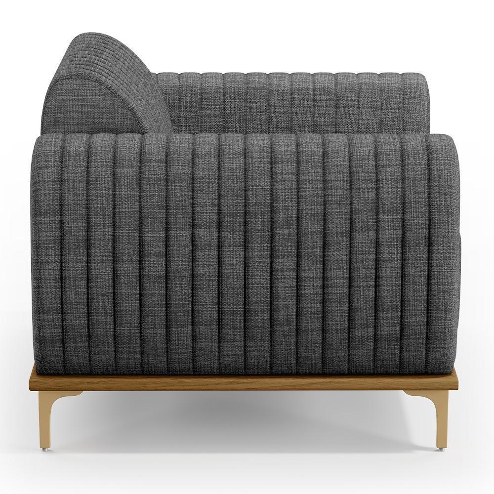 Kit Sofá 3 Lugares 180Cm Com Poltrona Cinza Escuro C-416 - 4