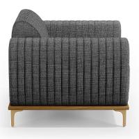 Kit Sofá 3 Lugares 180Cm Com 2 Poltronas Cinza Escuro C-416 - 7