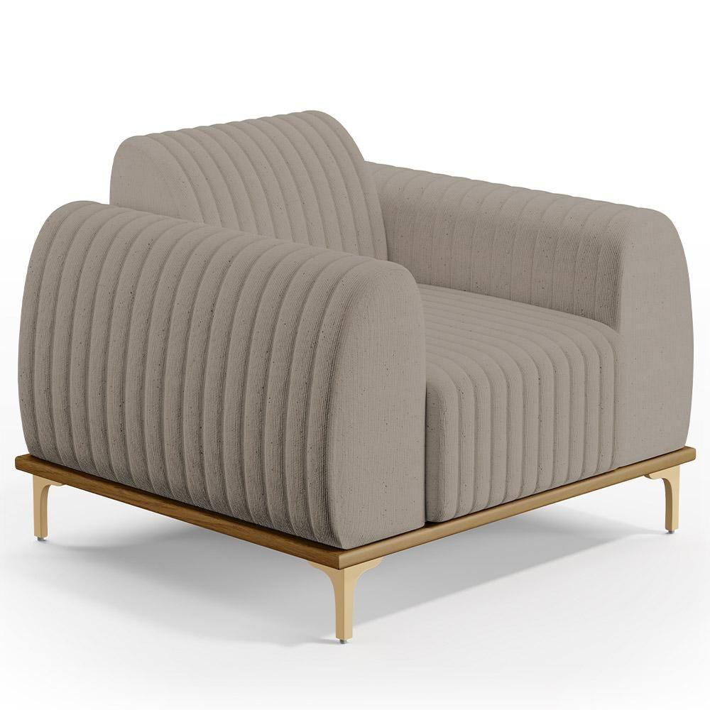 Kit Sofá 2 Lugares 150Cm Com 2 Poltronas Molino Bege C-107 - 11