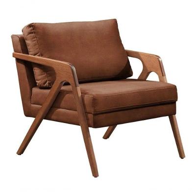 Poltrona Decorativa Mona Luxo Base De Madeira Maciça Sala Recepção Veludo Marrom Eli Móveis E Decoração