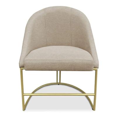 Cadeira Poltrona De Jantar Bela Base Metálica Industrial Dourado Sala Recepção Escritório Veludo Bege Do Lar Móveis