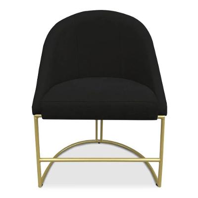 Cadeira Poltrona De Jantar Bela Base Metálica Industrial Dourado Sala Recepção Escritório Veludo Preto Do Lar Móveis