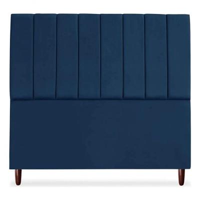 Cabeceira De Cama Box Carla Casal King 195 Cm Suede Azul Marinho Eli Móveis E Decoração