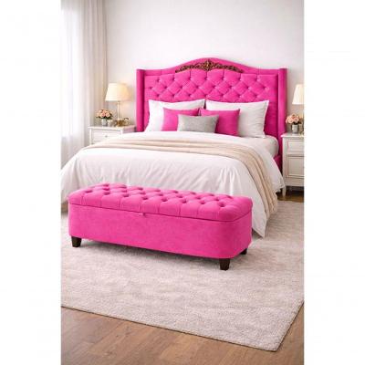 Kit De Quarto Lisboa Cabeceira De Cama Box E Calçadeira Baú Casal 140 Cm Suede Rosa Pink Eli Móveis E Decoração