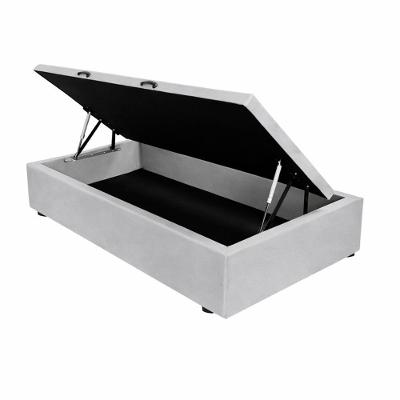 Base De Cama Box Baú Helena Solteiro 88 X 188 Cm Suede Prata Eli Móveis E Decoração