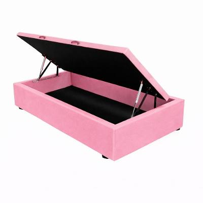 Base De Cama Box Baú Helena Solteiro 88 X 188 Cm Suede Rosa Eli Móveis E Decoração
