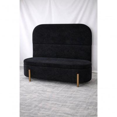 Kit Atenas Cabeceira De Cama Box Orgânica E Recamier Calçadeira Baú Casal 140 Cm Suede Preto Eli Móveis E Decoração