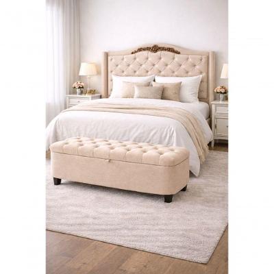 Kit De Quarto Lisboa Cabeceira De Cama Box E Calçadeira Baú Casal 140 Cm Suede Porcelana Eli Móveis E Decoração