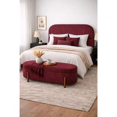 Kit Atenas Cabeceira De Cama Box Orgânica E Recamier Calçadeira Baú Casal 140 Cm Suede Bordo Eli Móveis E Decoração