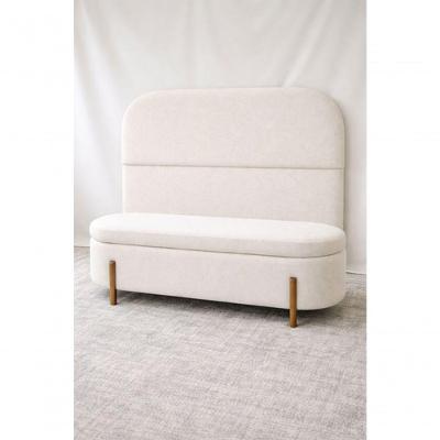 Kit Atenas Cabeceira De Cama Box Orgânica E Recamier Calçadeira Baú Casal 140 Cm Suede Porcelana Eli Móveis E Decoração