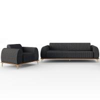 Kit Sofá 2 Lugares 150Cm Com Poltrona Cinza Escuro C-416 - 1