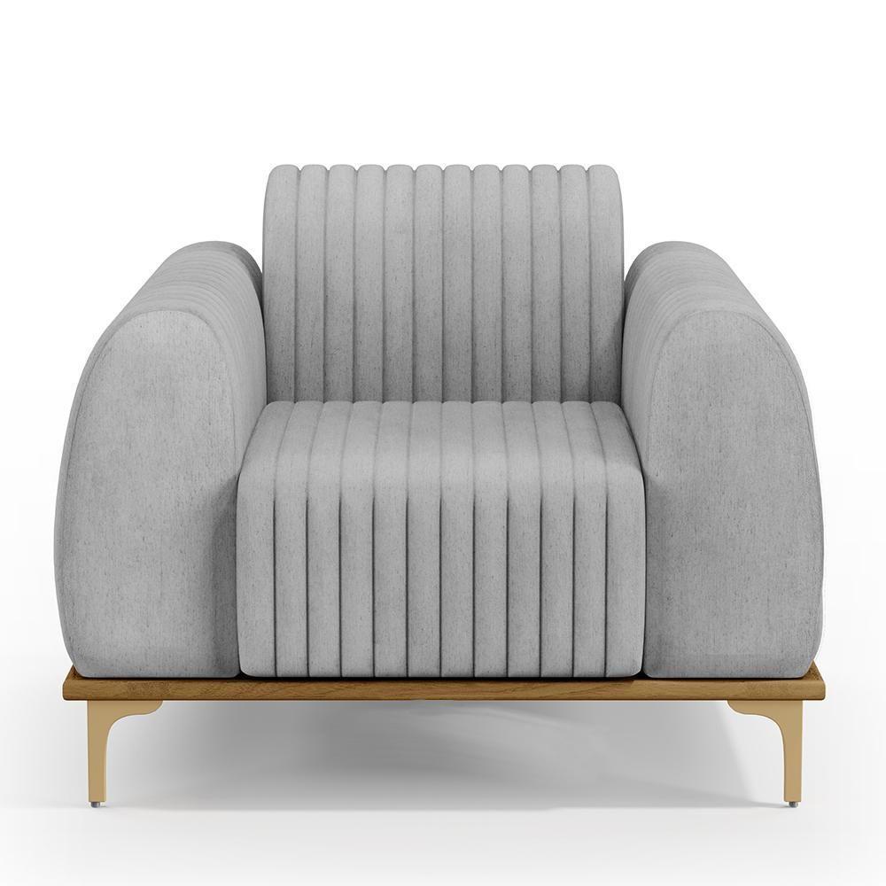 Kit Sofá 2 Lugares 150Cm Com 2 Poltronas Molino Cinza D-315 - 5