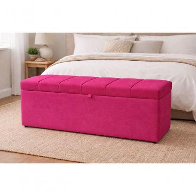 Recamier Calçadeira Baú Carla Para Quarto Cama Queen 160 Cm Suede Rosa Pink Eli Móveis E Decoração