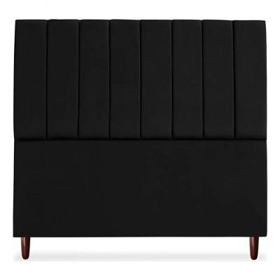 Cabeceira De Cama Box Carla Casal King 195 Cm Suede Preto Eli Móveis E Decoração