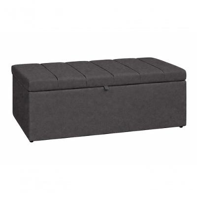 Recamier Calçadeira Baú Carla Para Quarto Cama Queen 160 Cm Suede Grafite Eli Móveis E Decoração