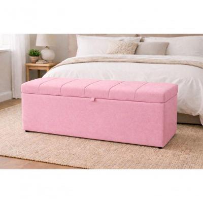 Recamier Calçadeira Baú Carla Para Quarto Cama Queen 160 Cm Suede Rosa Eli Móveis E Decoração