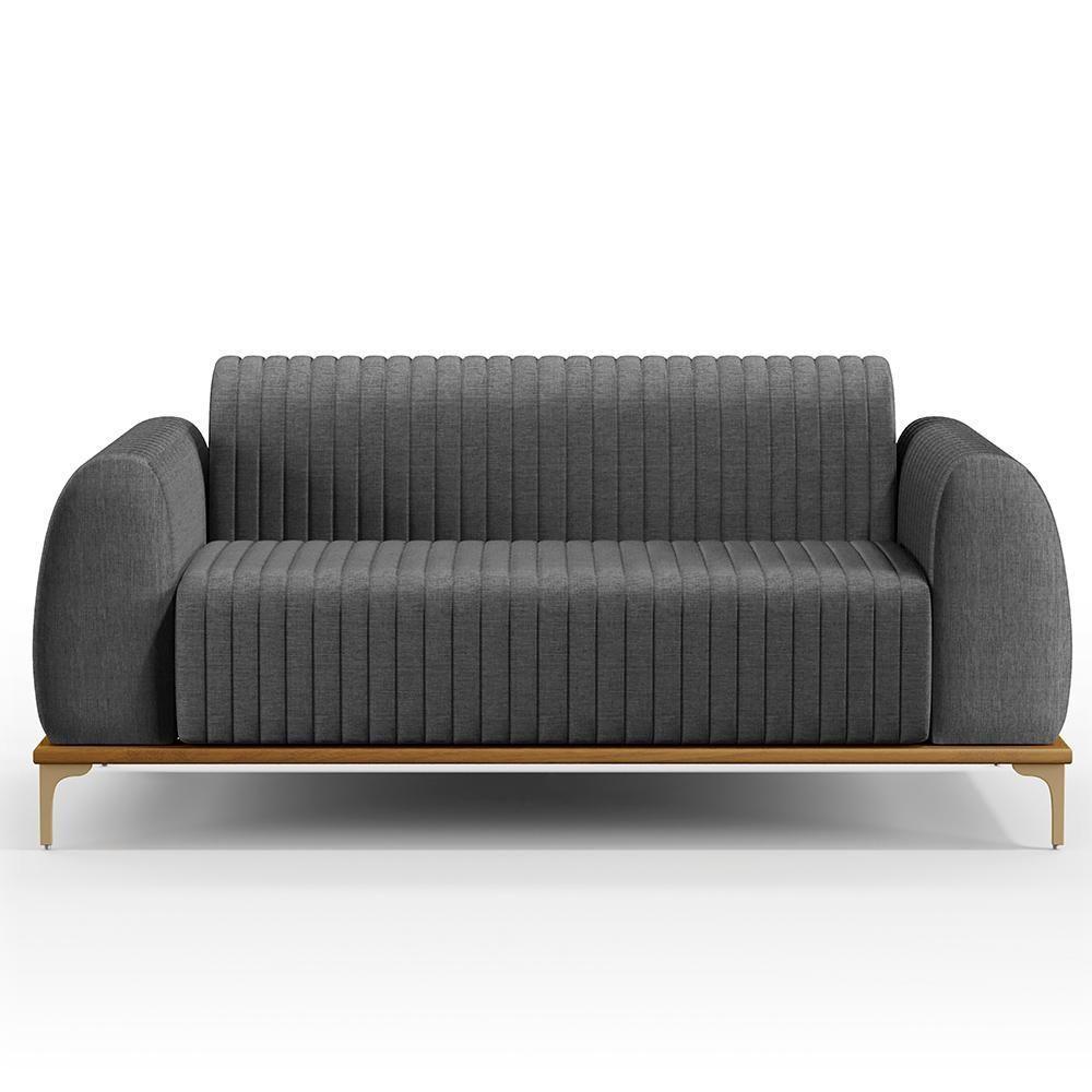Kit Sofá 2 Lugares 150Cm Com 2 Poltronas Cinza Escuro C-416 - 5