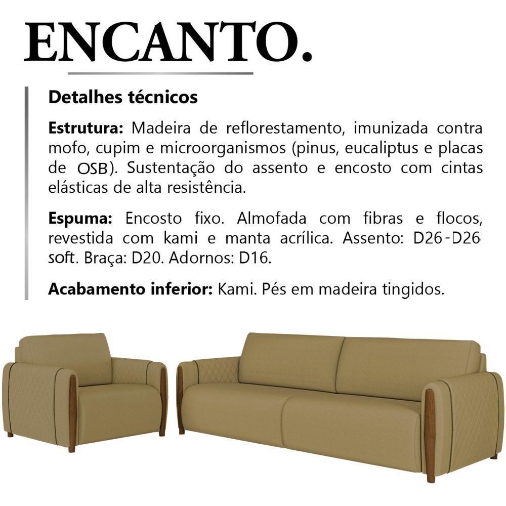 Kit Sofa 223 Cm E Poltrona Decorativa Encanto Linho Tce 1025 Moll Tce 1025 - 5