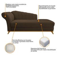 Kit Diva Recamier Vanessa 160Cm Lado Direito E 02 Poltronas Laura Suede Cor Marrom - 3