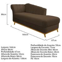 Kit Diva Recamier Vanessa 160Cm Lado Direito E 02 Poltronas Laura Suede Cor Marrom - 7