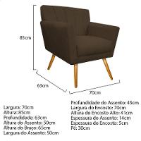 Kit Diva Recamier Vanessa 140Cm Lado Esquerdo E 02 Poltronas Laura Suede Cor Marrom - 7