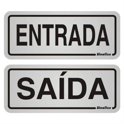 2 Placas De Alumínio Auto-adesiva 5x12cm Entrada / Saída - 900 Bd - Sinalize Placa Alum. 5x12 - Enttrada / Saida Sina 900bd