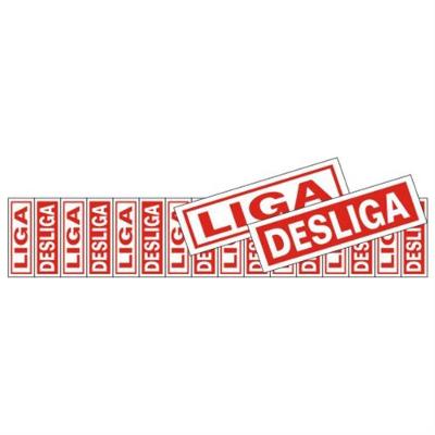 16 Placas de Poliestireno Autoadesiva 4x1.5cm Liga - Desliga 200 Bc Sinalize Placa Liga-desl.co