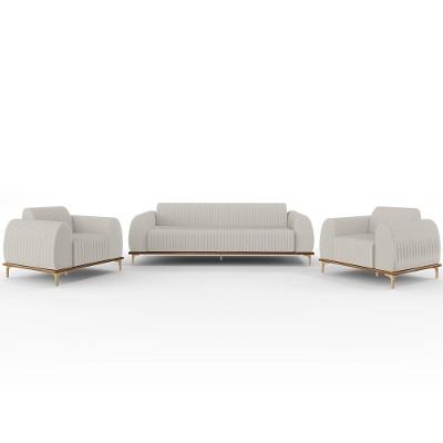 Kit Sofá 3 Lugares 210Cm Com 2 Poltronas Molino Cru C-443