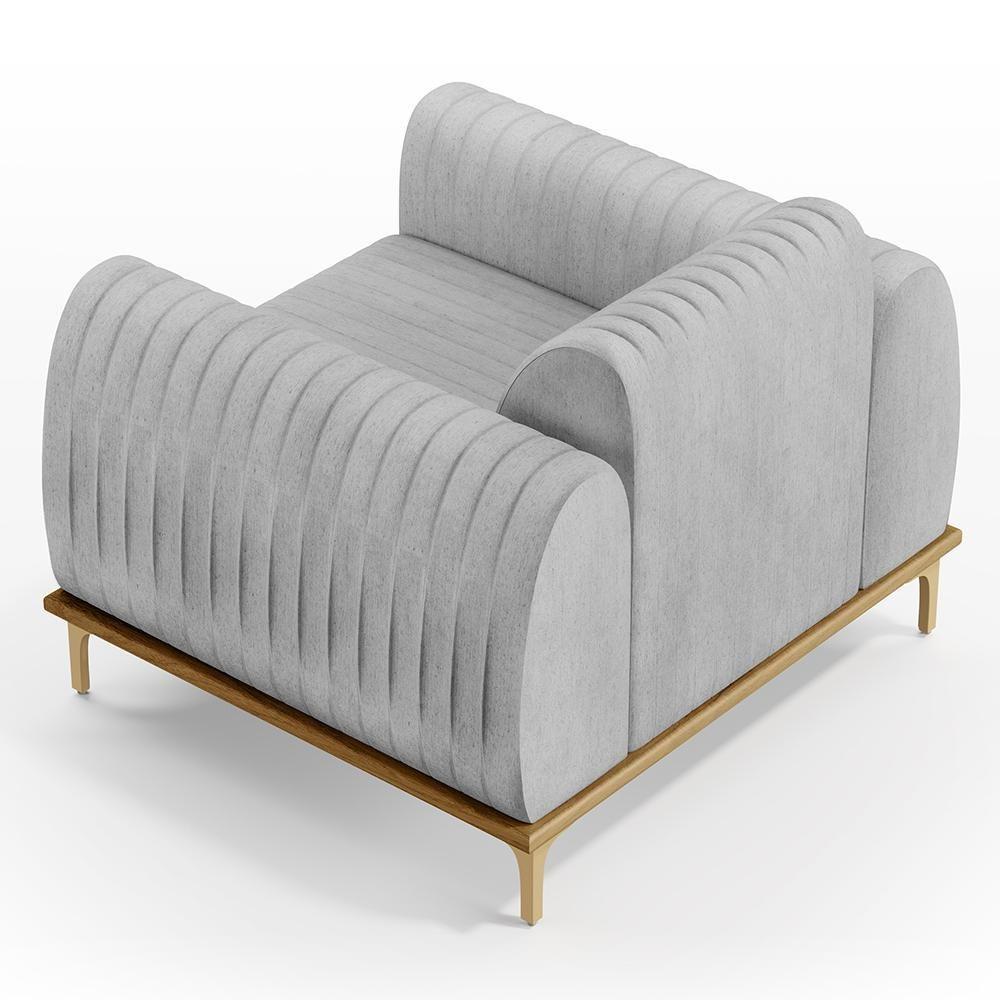 Kit Sofá 3 Lugares 210Cm Com 2 Poltronas Molino Cinza D-315 - 3