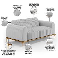 Kit Sofá 3 Lugares 210Cm Com 2 Poltronas Molino Cinza D-315 - 9