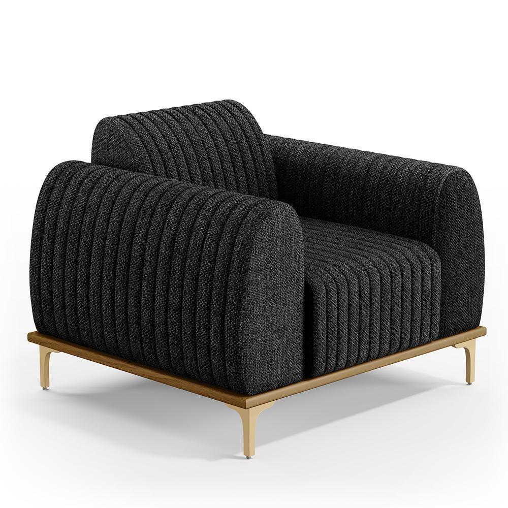 Kit Sofá 3 Lugares 210Cm Com 2 Poltronas Molino Chumbo D-465 - 2