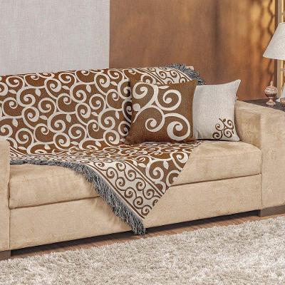 Xale Decorativo Turin Com Franja 1,60m X 1,40m Jacquard 1 Peça 58% Algodão 42% Poliéster - Arabesco Coral