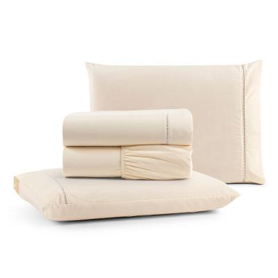 Jogo De Lençol Casal Padrão Premium Soft 600 Fios Micropercal Palha Ponto Palito Toque Macio 4 Peças