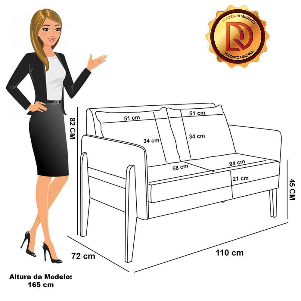 Kit 1 Sofá Namoradeira E 2 Poltronas Lana Veludo Bege Base De Madeira - D'rossi - 4