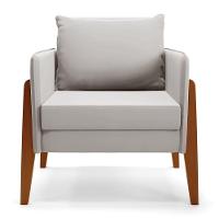 Kit 1 Sofá Namoradeira E 2 Poltronas Lana Veludo Cinza Base De Madeira - D'rossi - 6