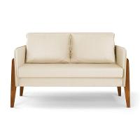 Kit 1 Sofá Namoradeira E 2 Poltronas Lana Corino Bege Base De Madeira - D'Rossi - 8