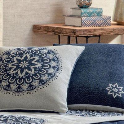 Almofada Decorativa Turin Quadrada Com Refil 58% Algodão / 42% Poliéster - Mandala Marinho