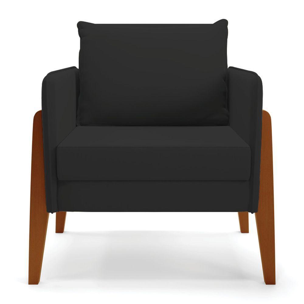 Kit 1 Sofá Namoradeira E 2 Poltronas Lana Veludo Base De Madeira - D'rossi Cor Preto - 6