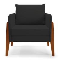 Kit 1 Sofá Namoradeira E 2 Poltronas Lana Veludo Base De Madeira - D'rossi Cor Preto - 6