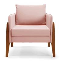 Kit 1 Sofá Namoradeira E 2 Poltronas Lana Veludo Base De Madeira - D'rossi Cor Rose - 7