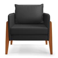 Kit 1 Sofá Namoradeira E 2 Poltronas Lana Corino Base De Madeira - D'Rossi Preto - 6