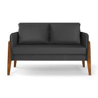 Kit 1 Sofá Namoradeira E 2 Poltronas Lana Corino Base De Madeira - D'Rossi Preto - 7