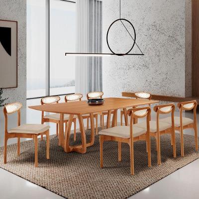 Sala De Jantar Mesa Flora Tampo Laminado Barril 8 Cadeiras