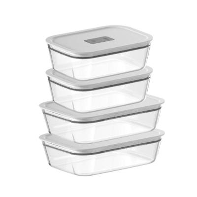 Conjunto de Potes Herméticos Fresh Lock 4 Peças Vidro Borossilicato para Cozinha Ou