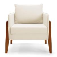 Kit 1 Sofá Namoradeira E 1 Poltrona Lana Veludo Base De Madeira - D'rossi Cor Bege - 6