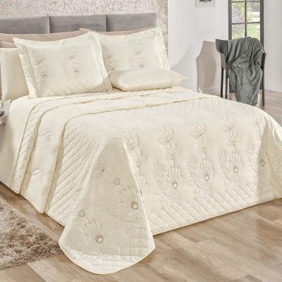 Kit Cobre Leito Mirabello Casal Queen 5 Peças Percal 150 Fios 100% Algodão - Marfim