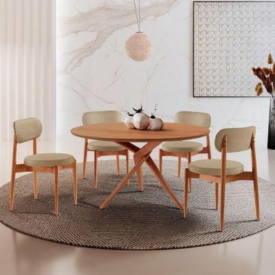 Sala Jantar Mesa Ballare 120cm 4 Cadeiras Ambar Imbuia