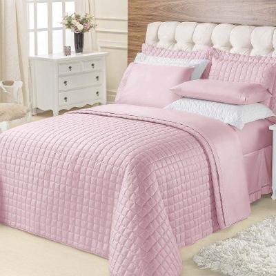 Kit Cobre Leito Top Line Casal Queen 3 Peças 100% Poliéster - Rosê